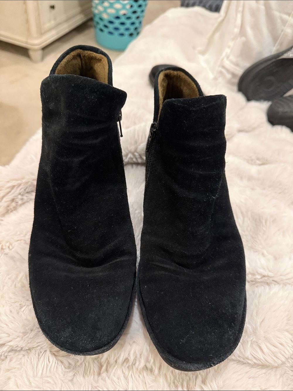Fly London Black Suede Ankle Booties with Side Zip